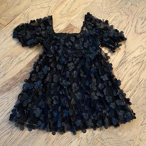 TCEC Black Butterfly appliqué baby doll dress